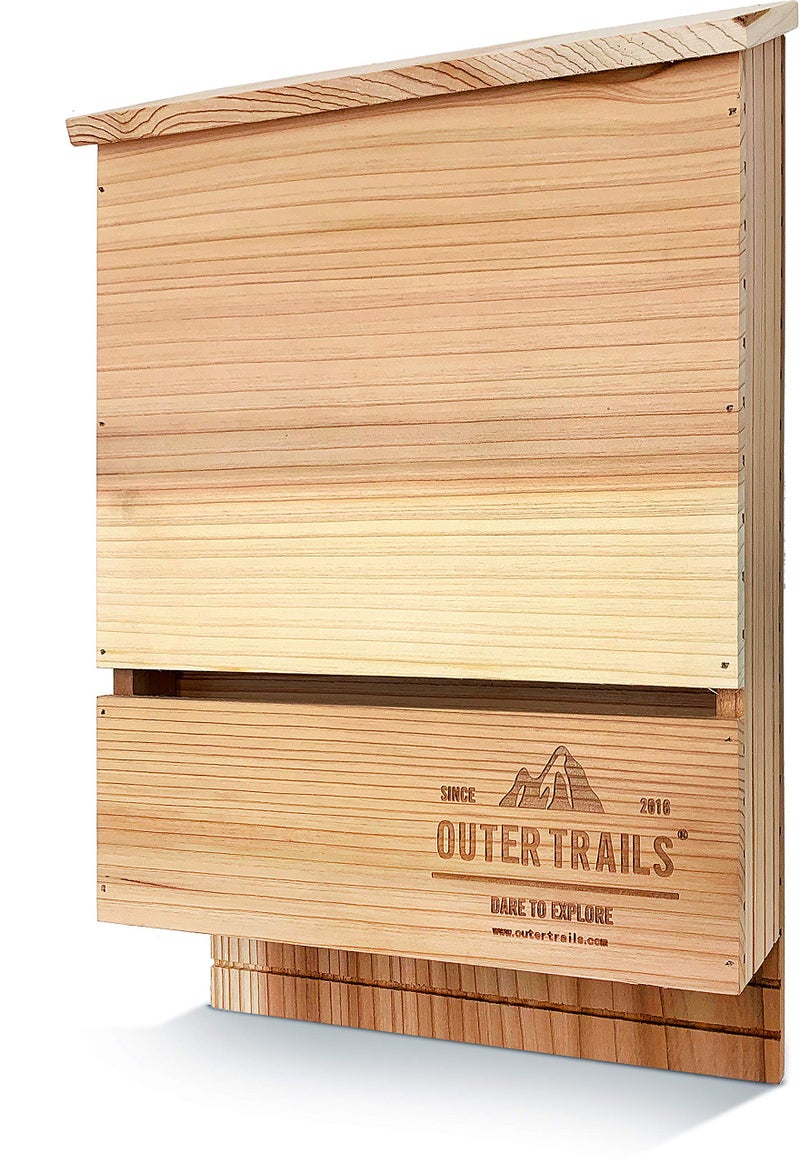 Outer Trails Bat House Outdoor Bat Habitat, Natural Cedar Wood, 2 Chamber - Image 1